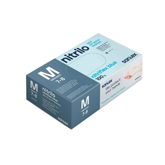 Guantes de Nitrilo Azules sin Polvo Santex | Pack de 100 Uds. Grado Médico Clase I