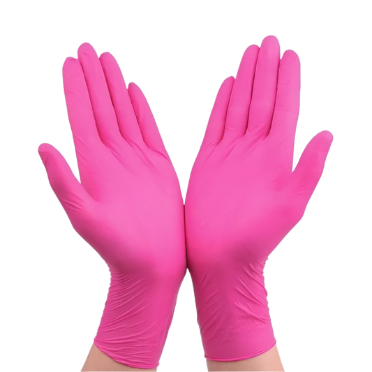 Guantes nitrilo sin polvo, color magenta, marca Santex, 100 uds.