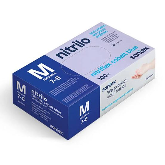 Guantes de nitrilo azul cobalto sin polvo, 100 uds.