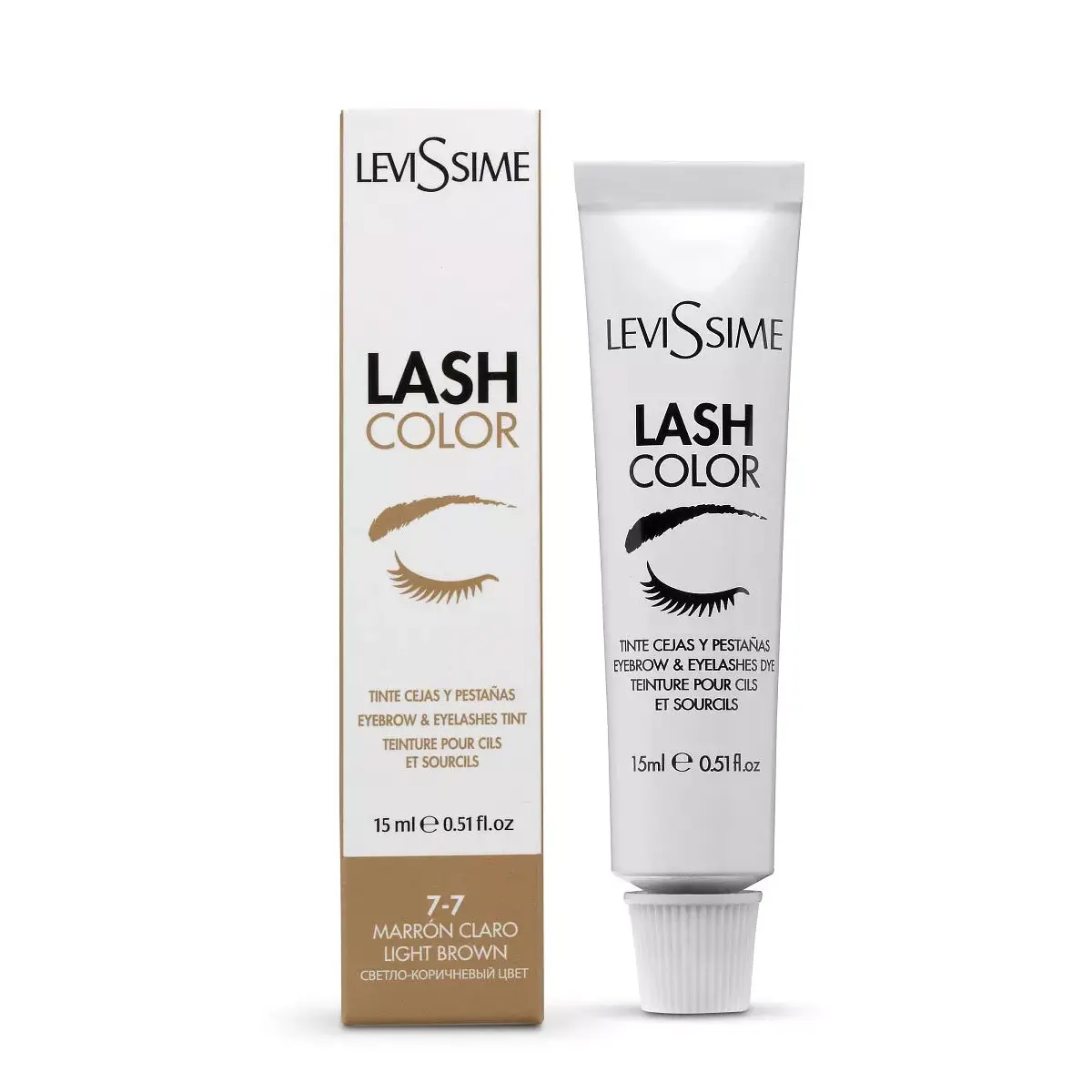 Tinte marrón claro cejas y pestañas Levissime, 15 ml
