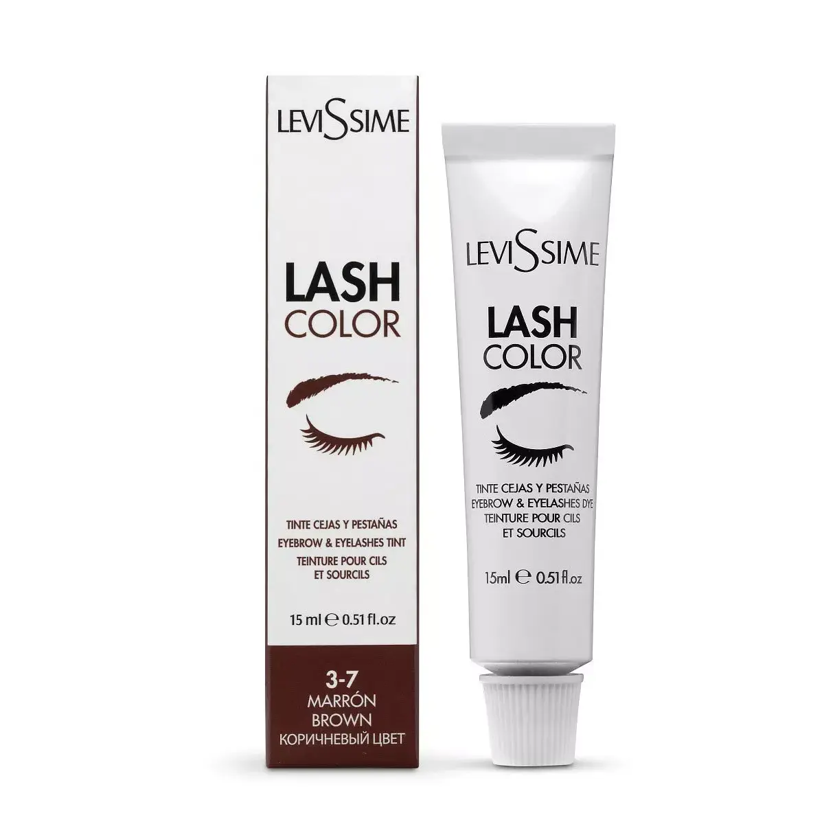 Tinte marrón cejas y pestañas Levissime, 15 ml
