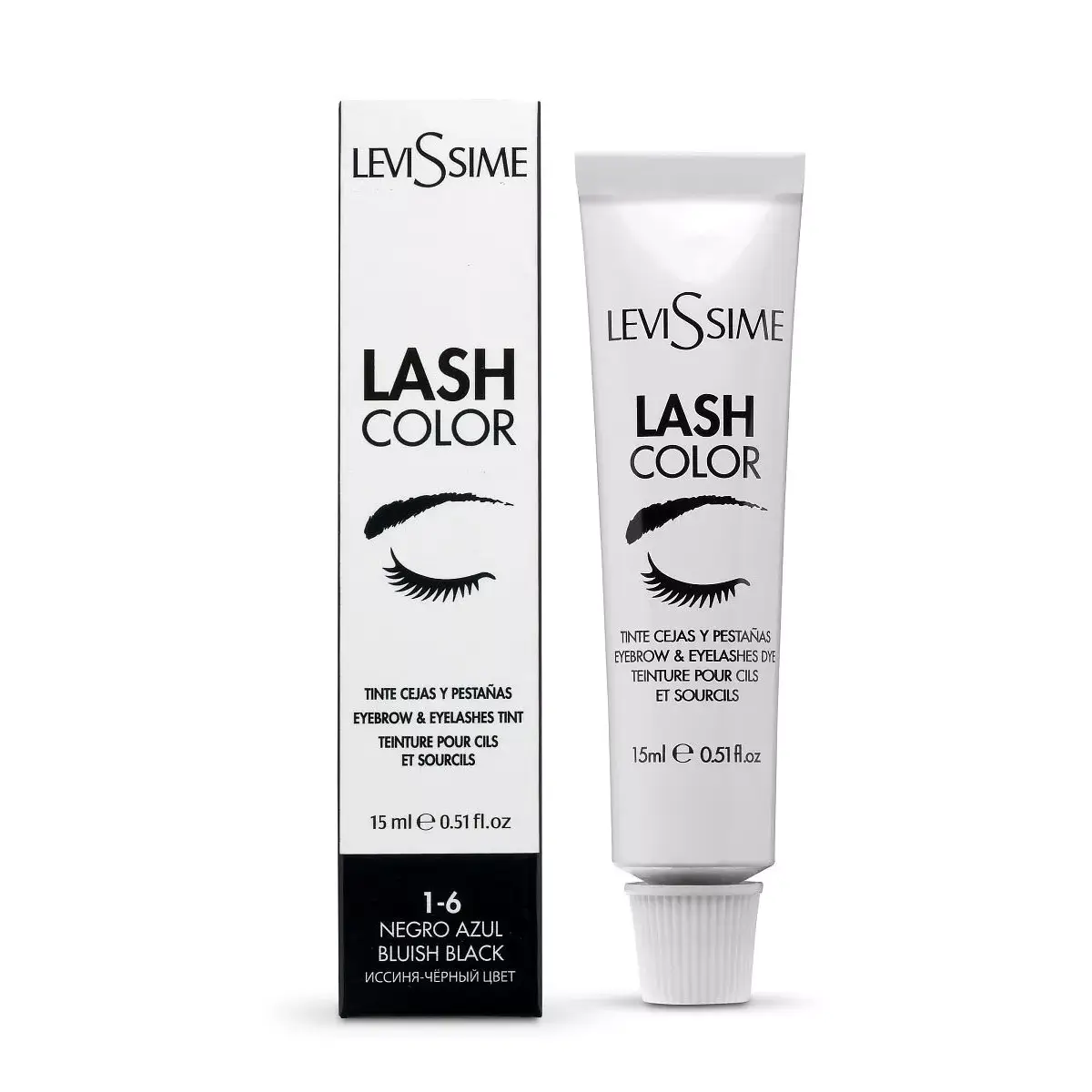 Tinte negro azul cejas y pestañas Levissime, 15 ml