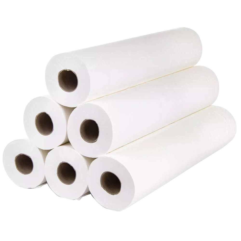 Rollo de Papel Bicapa Gofrado de Celulosa Pura para Camilla | 60 cm x 60 m con Precorte, 6 uds