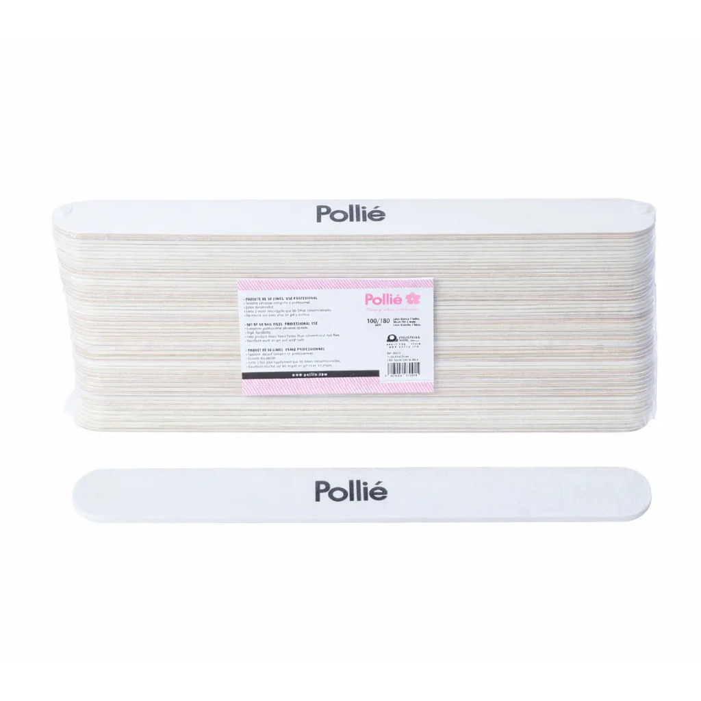 Limas Americanas Blancas Pollié 100/180 (Pack 50 Uds.): Doble Grano de Alta Durabilidad, Limado Preciso y Formato Ahorro Profesional