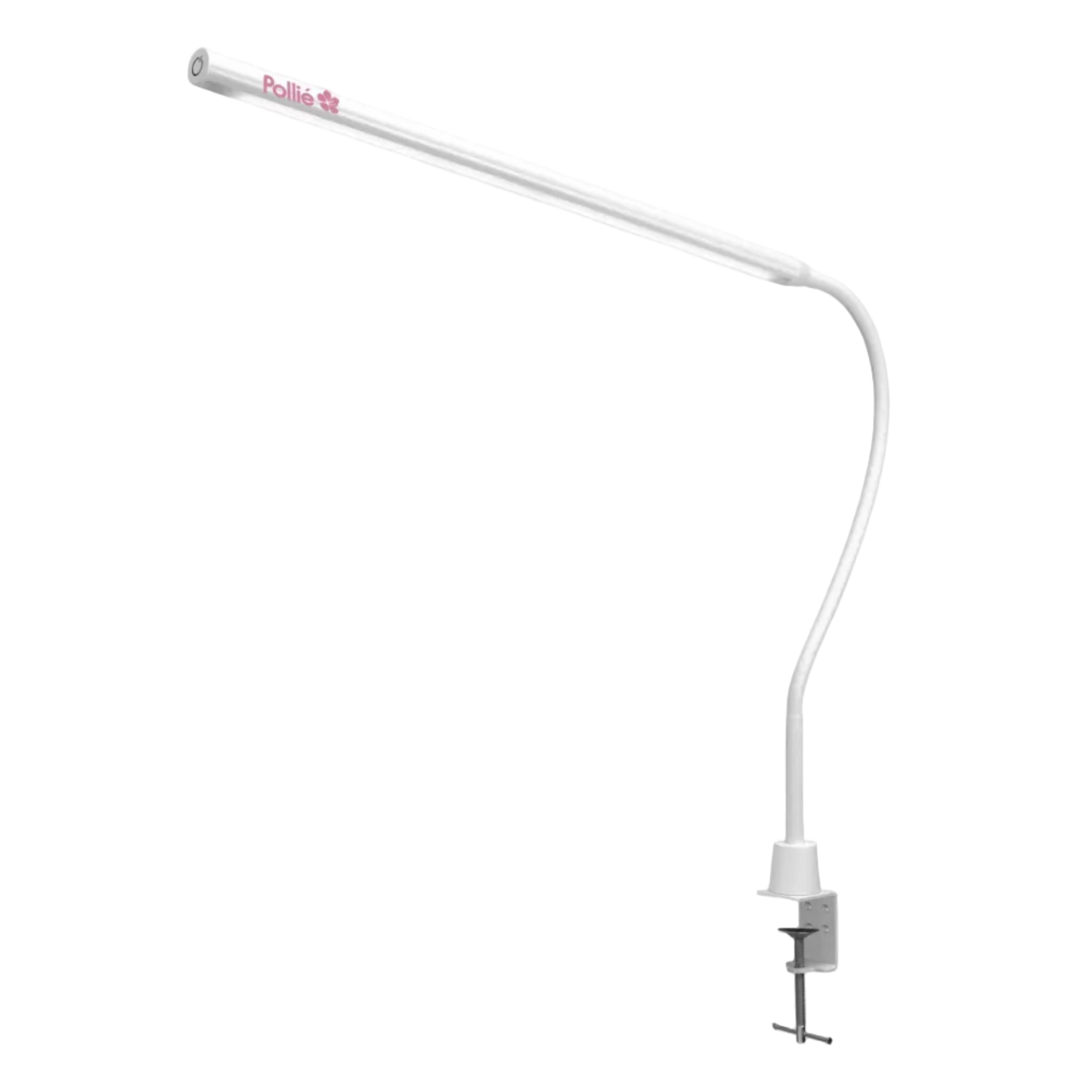 Lámpara de sobremesa extra‑larga 10 W 56 LED · 3 modos · pinza y brazo flexible