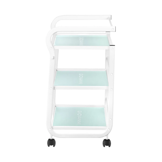 Carrito auxiliar de estética con estanterías de cristal