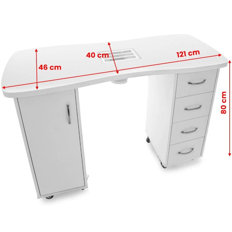 Mesa manicura con aspirador dimensiones