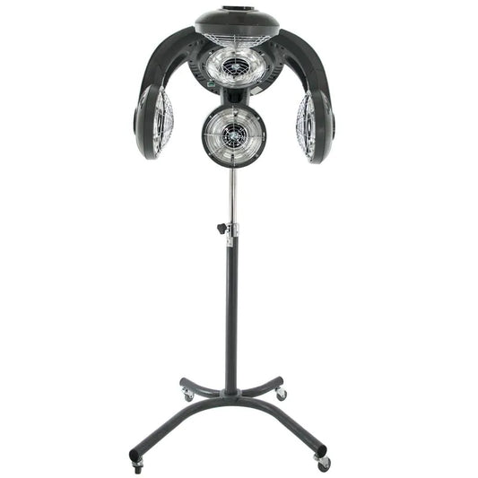 Infrazón de Pie Profesional Gabbiano GL-505S Gris de 1350 W con 5 Cabezales Térmicos, Ventilación Regulable en 4 Niveles, Ozono y Mástil Telescópico (142–162 cm)