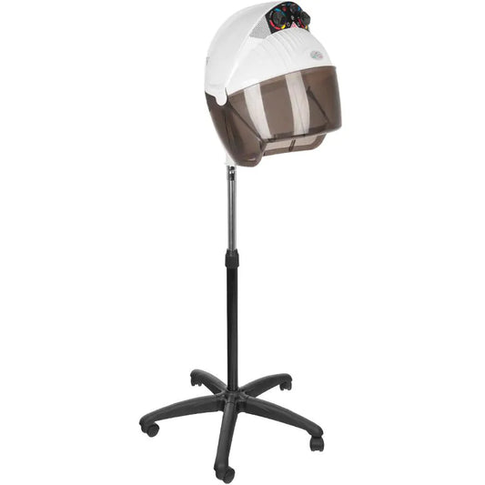 Secador de Casco de Pie Profesional Gabbiano Centurion LVI-203S Blanco de 1200 W con Ionización, Aire Frío y Mástil Regulable (123–153 cm)