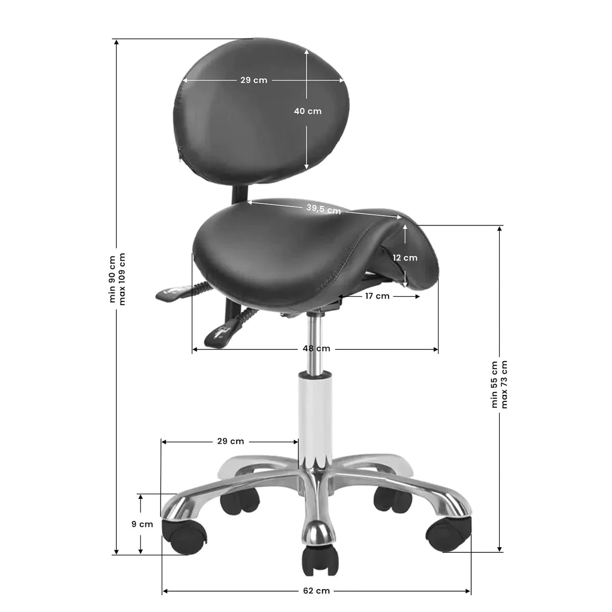 Chaise rodéo ergonomique hydraulique à 3 vérins, mod. 1025