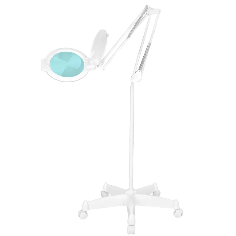 Lámpara Lupa Profesional MOONLIGHT 8012/5 LED SMD 5D con Pie Blanco | Lente de Cristal y Luz Fría de Alta Claridad