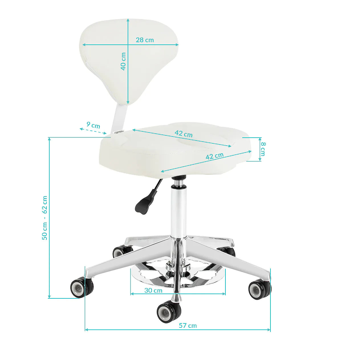 Silla de estética con ajuste de altura por pedal, mod. 156F