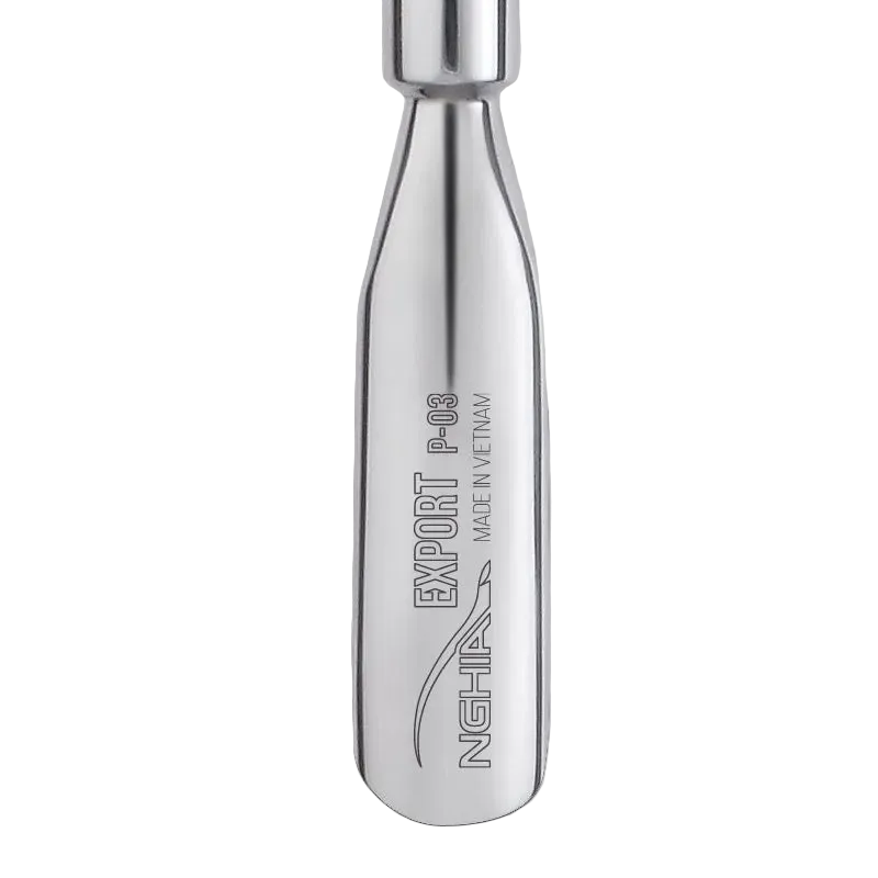 Nghia Export P-03&nbsp;Empujador de Cutículas: Acero Inoxidable Quirúrgico, Doble Punta Funcional y Mango Estriado Antideslizante