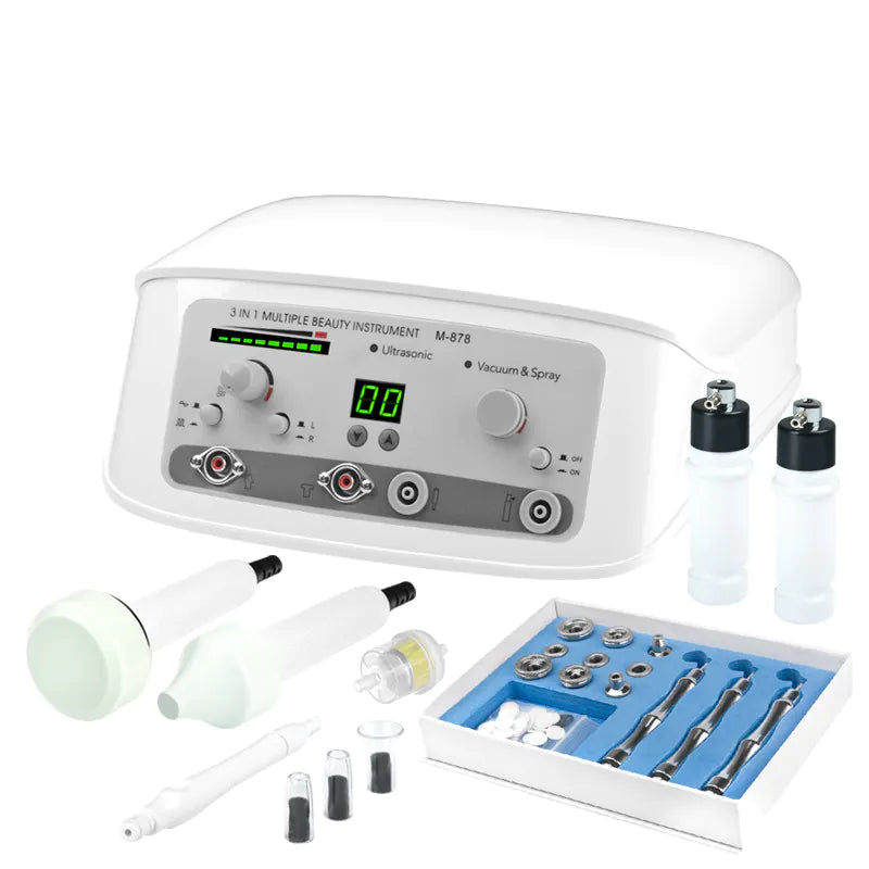 Dispositivo 3-en-1: microdermoabrasión, ultrasonidos, spray