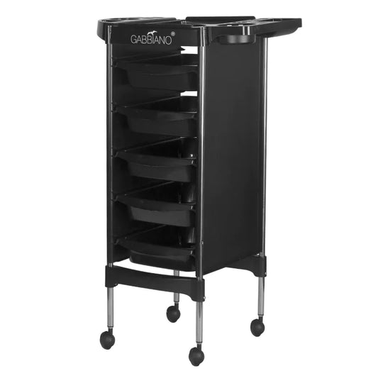 Carrito Auxiliar de Peluquería Gabbiano | Estructura de Acero y Cajones de ABS Negro