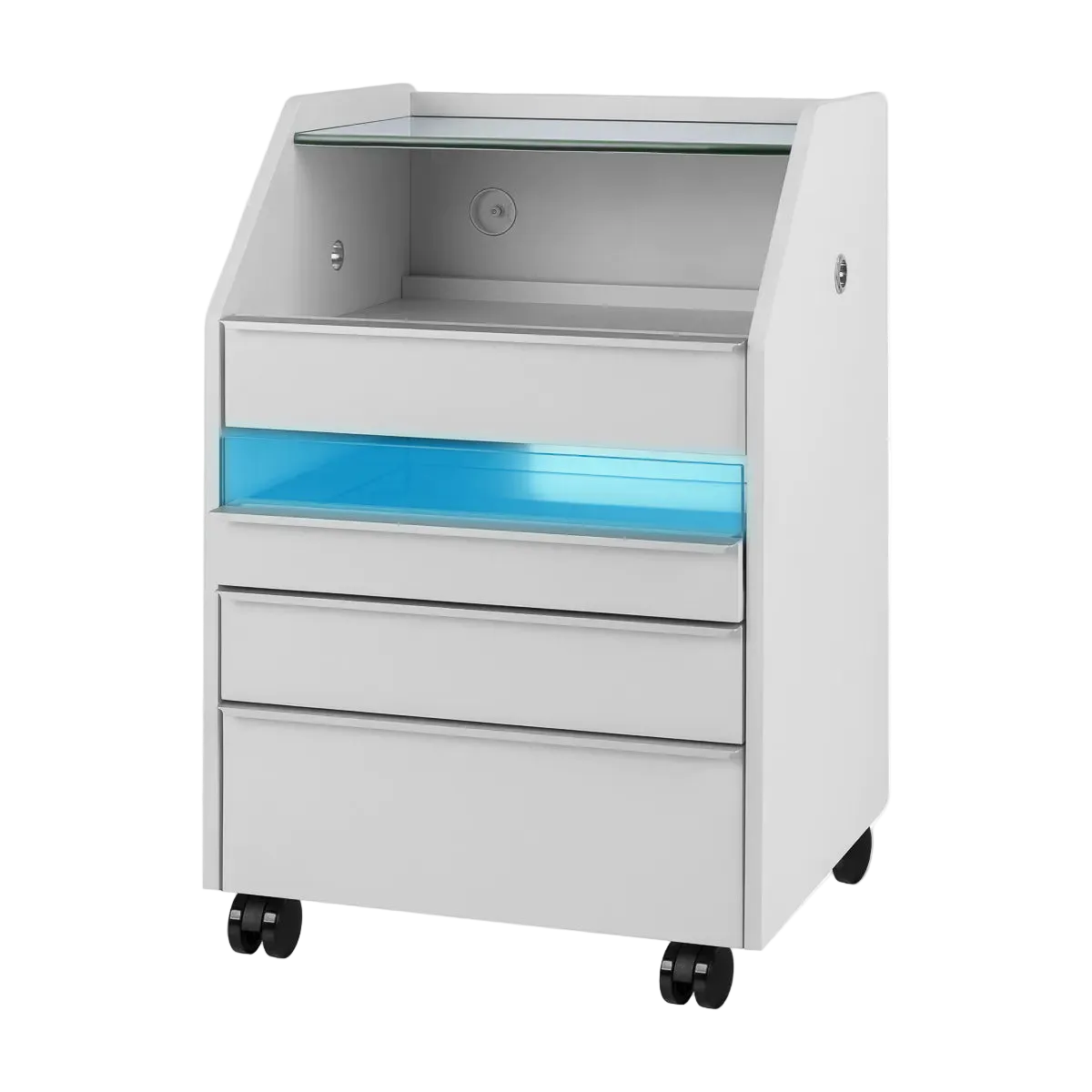Mobiliario Clínico Premium | Gabinete Abatible de Alta Calidad con Estante Corredizo y Luz UV Integrada para Estética, Podología y Micropigmentación