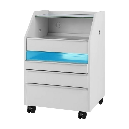 Mobiliario Clínico Premium | Gabinete Abatible de Alta Calidad con Estante Corredizo y Luz UV Integrada para Estética, Podología y Micropigmentación