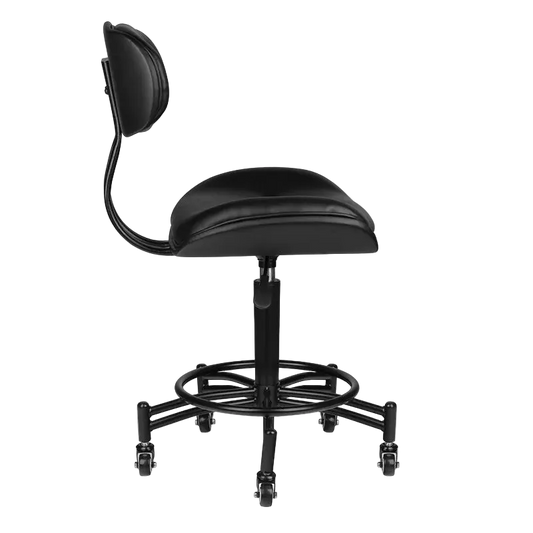 Chaise hydraulique avec dossier et base noire à 5 roulettes