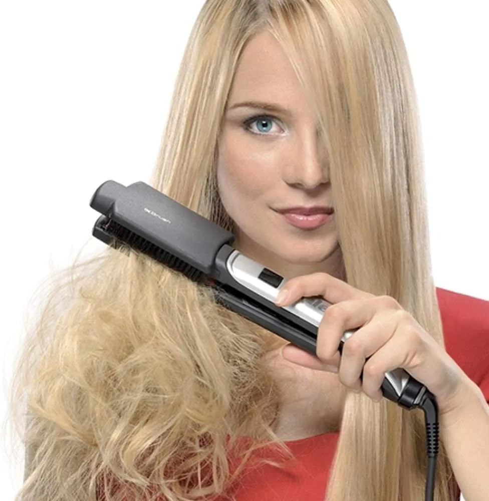 Plancha de pelo con cepillo e ionización