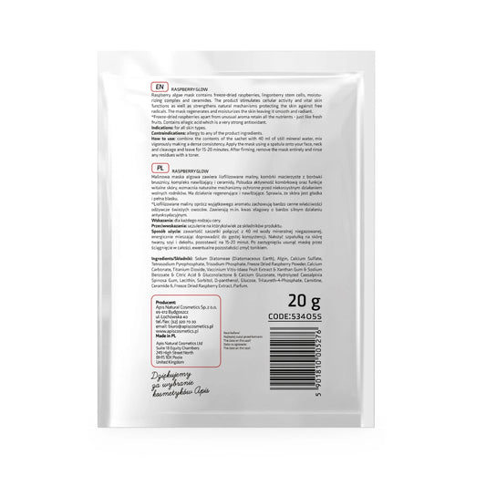 Mascarilla de algas con frambuesas liofilizadas 20 g