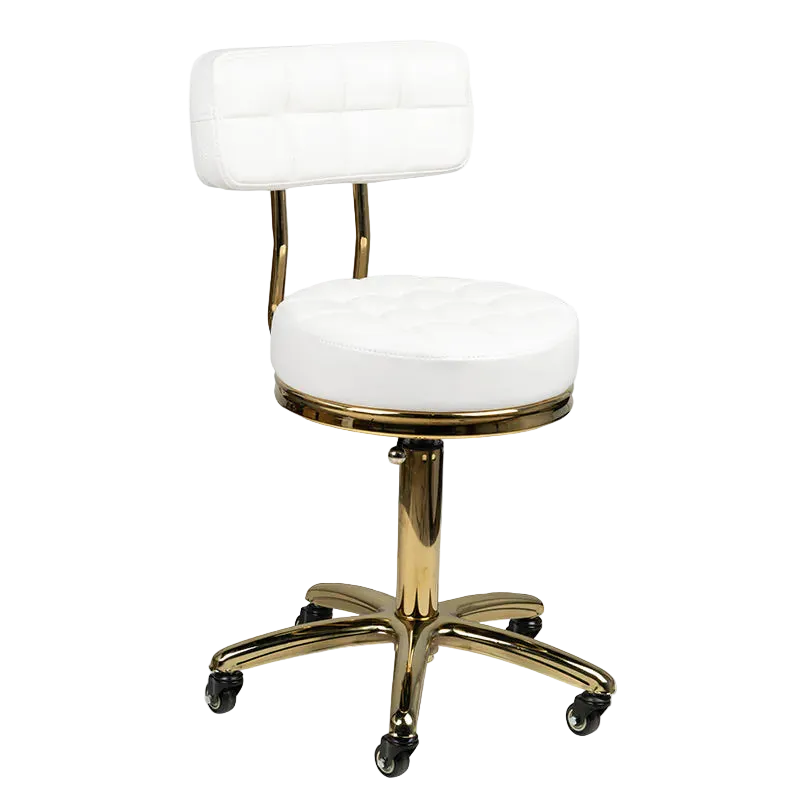 Silla de estética con base dorado AM-961 blanco
