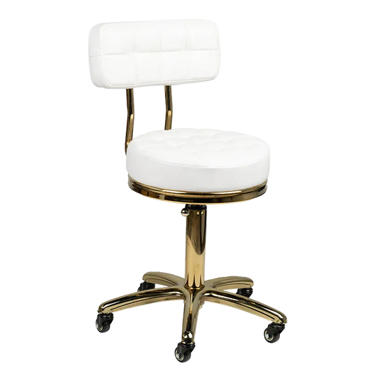 Silla de estética con base dorado AM-961 blanco