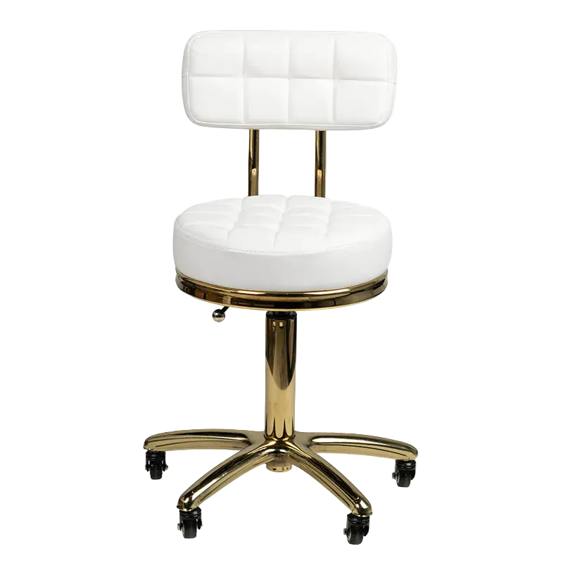 Silla de estética con base dorado AM-961 blanco