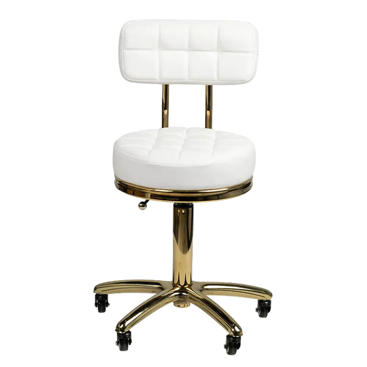 Silla de estética con base dorado AM-961 blanco