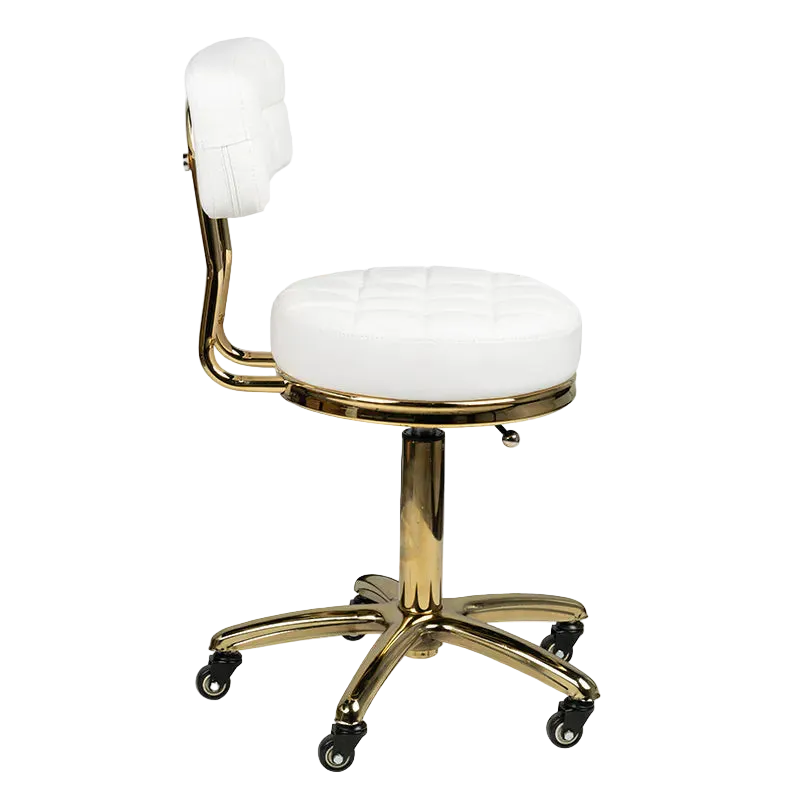 Silla de estética con base dorado AM-961 blanco