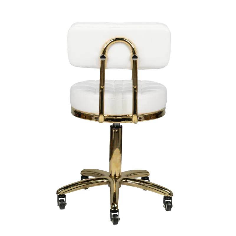 Silla de estética con base dorado AM-961 blanco