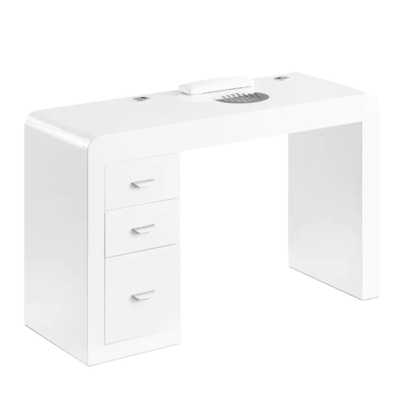 Mesa de Manicura 312 Blanca Derecha | Con Absorbedor de Polvo Integrado