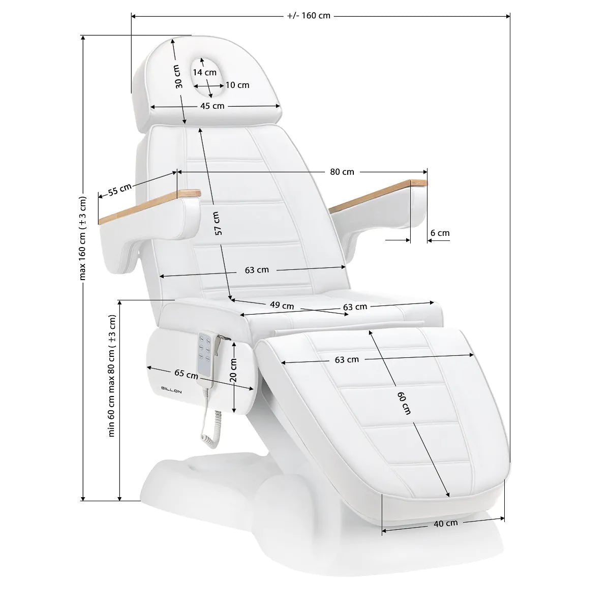 Sillón de estética eléctrico de 3 motores