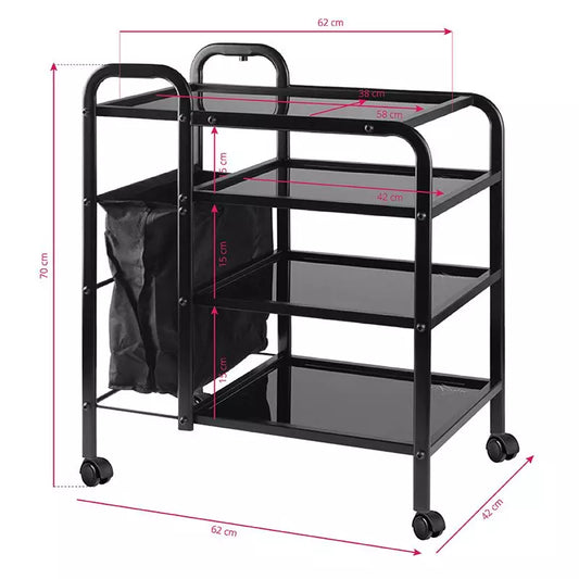 Carrito auxiliar negro Tattoo Pro Ink dimensiones