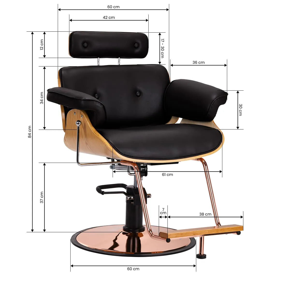 Fauteuil de barbier Gabbiano Florence avec appui-tête noir réglable