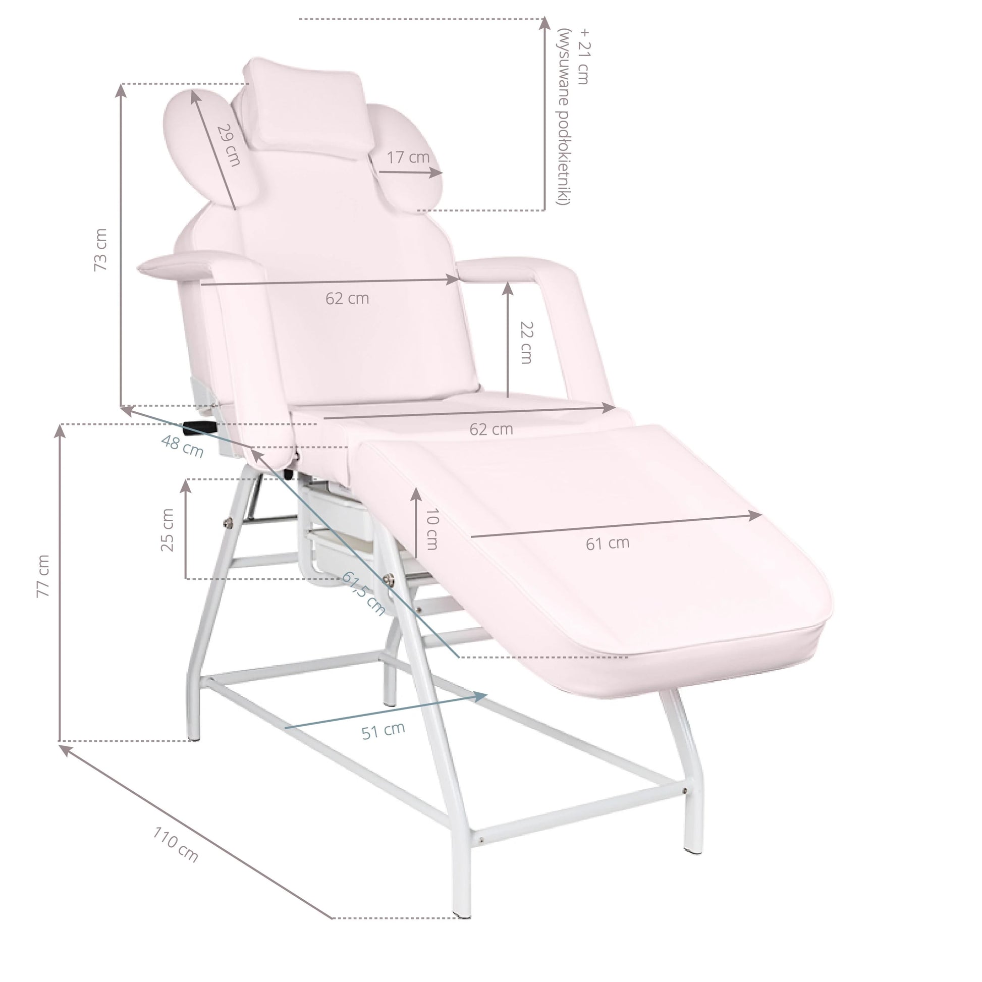 Camilla para tratamiento de pestañas rosa dimensiones