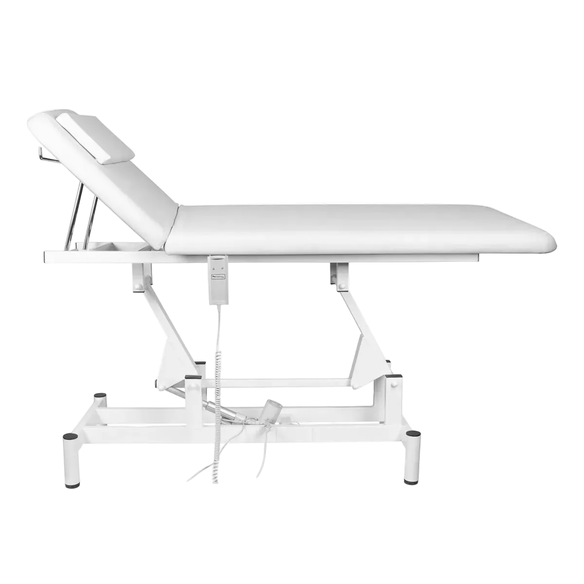 Camilla eléctrica para fisioterapia con agujero facial, color blanco
