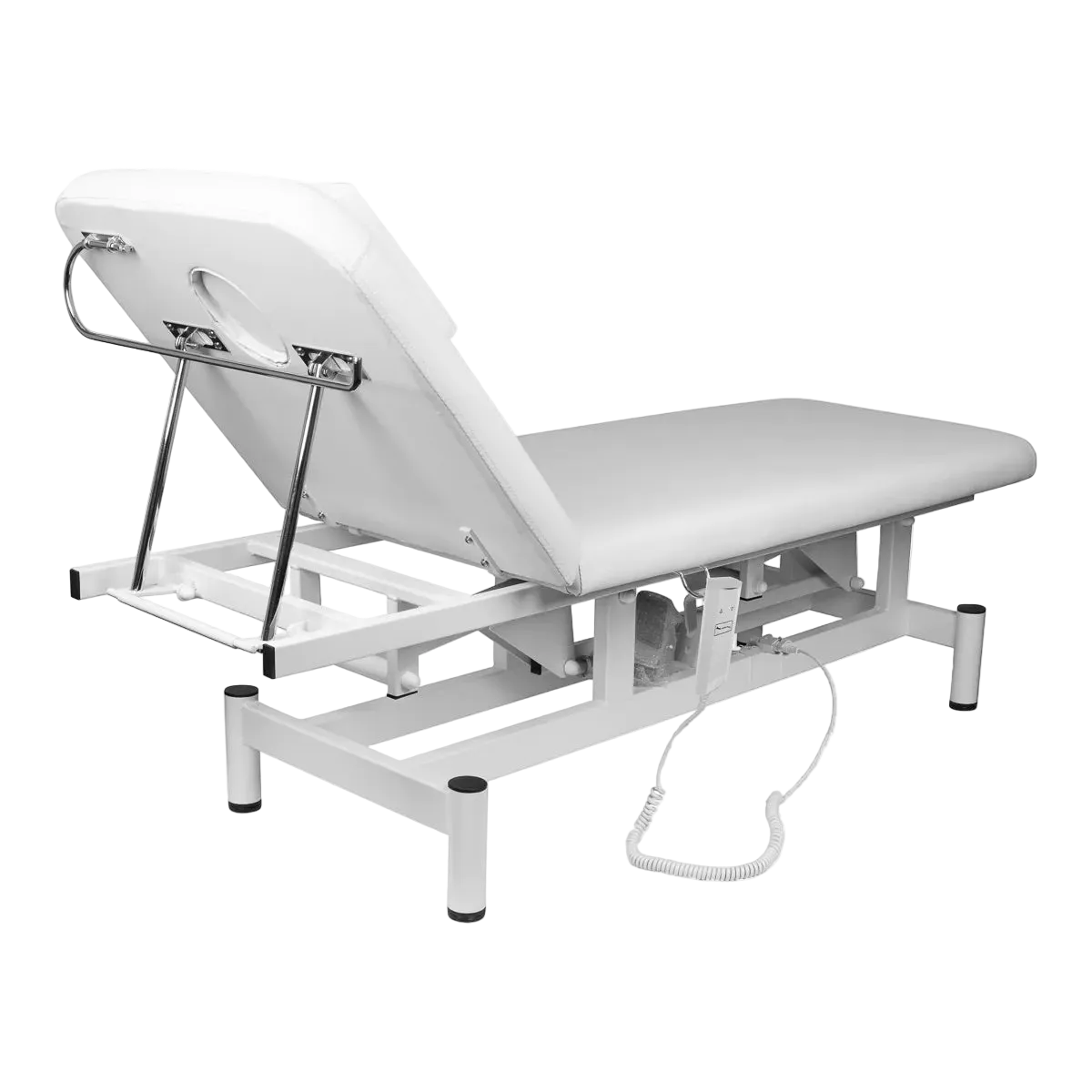 Camilla eléctrica para fisioterapia con agujero facial, color blanco
