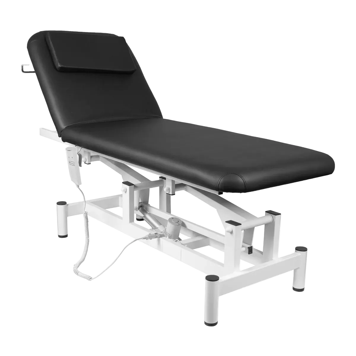 Camilla eléctrica para fisioterapia con agujero facial, color negro