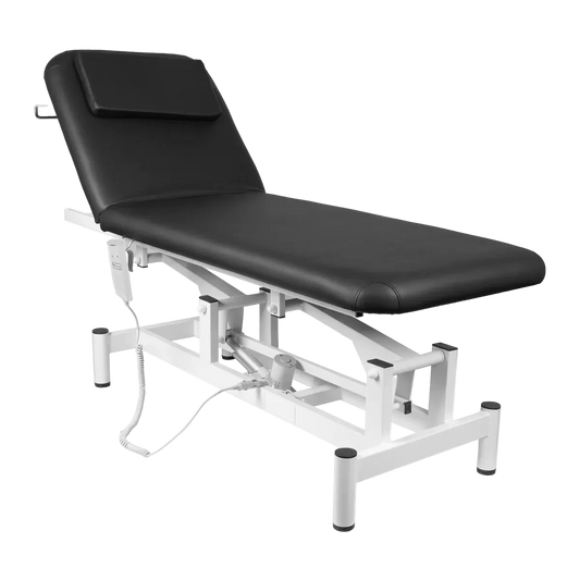 Camilla eléctrica para fisioterapia con agujero facial, color negro
