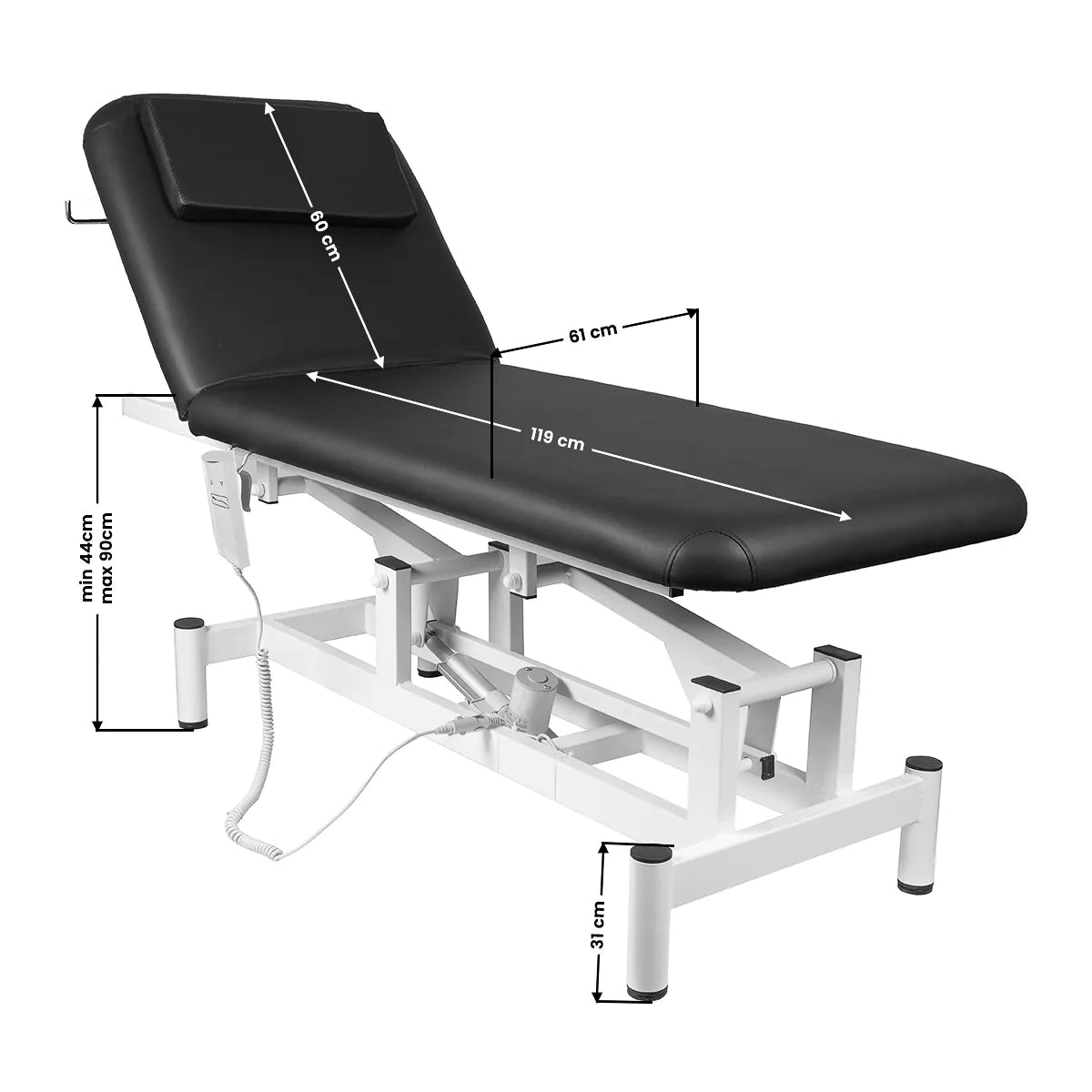 Camilla eléctrica para fisioterapia con agujero facial