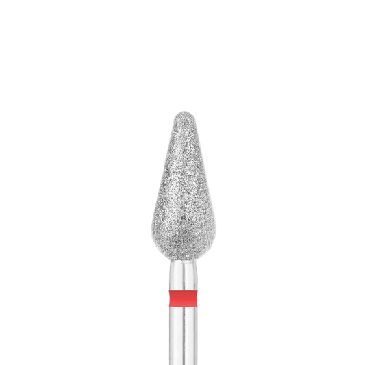 Broca Profesional en Forma de Gota Estredondeada para Eliminación Segura y Pulido Periungueal&nbsp;Ø 5,0 mm (Grano Fino - Rojo)