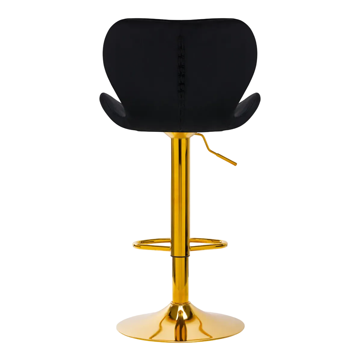 Taburete alto terciopelo negro hidráulico con base dorada