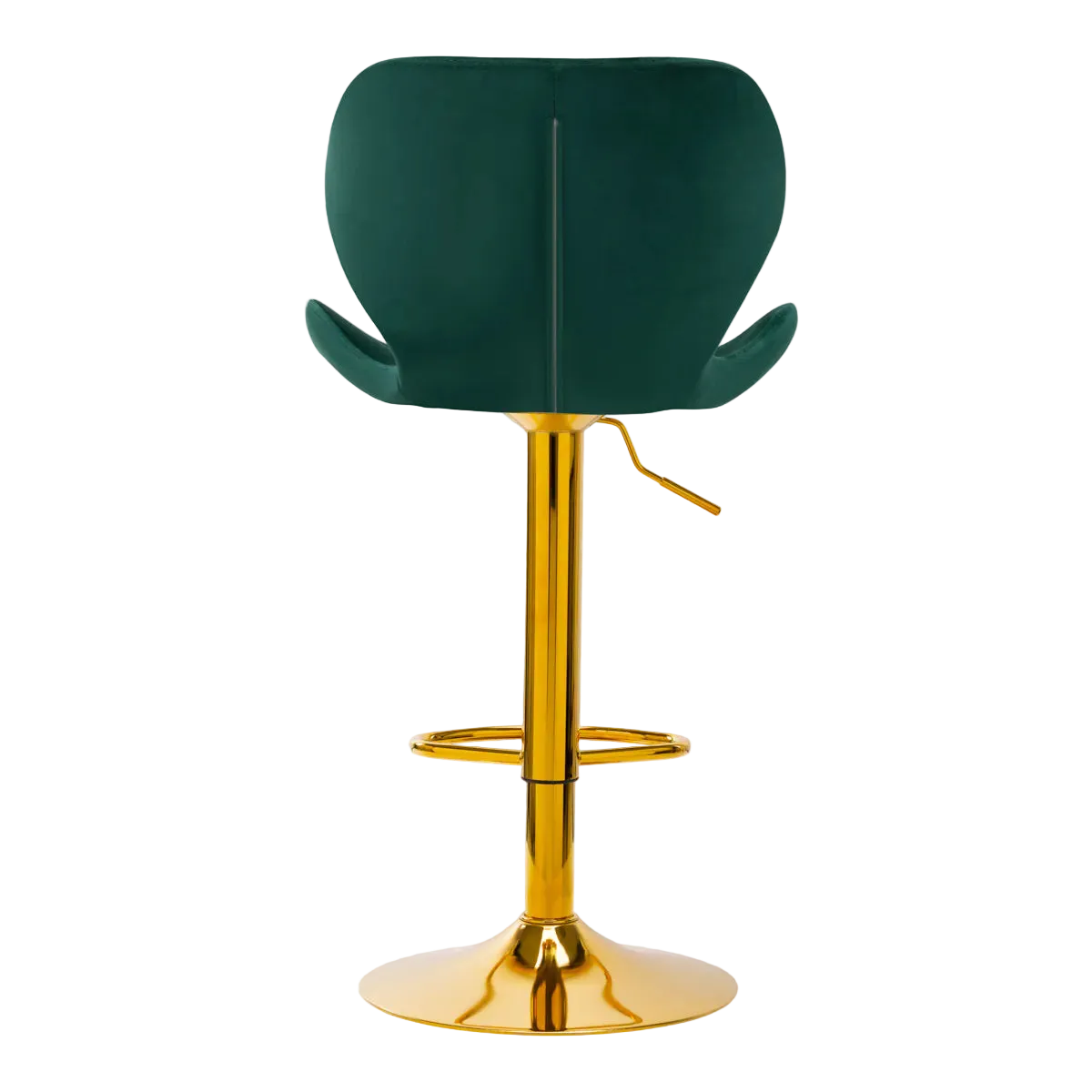 Taburete alto terciopelo verde hidráulico con base dorada