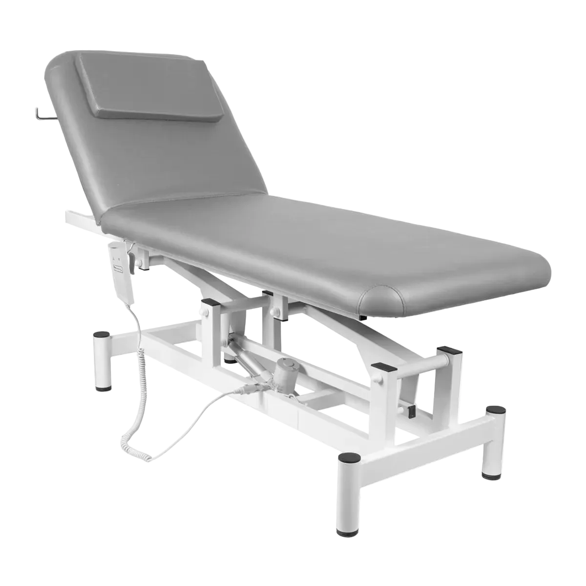 Camilla eléctrica para fisioterapia con agujero facial, color gris