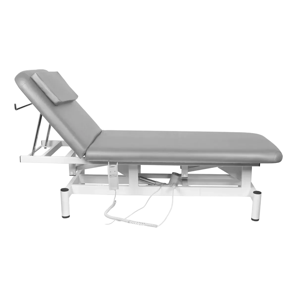 Camilla eléctrica para fisioterapia con agujero facial, color gris