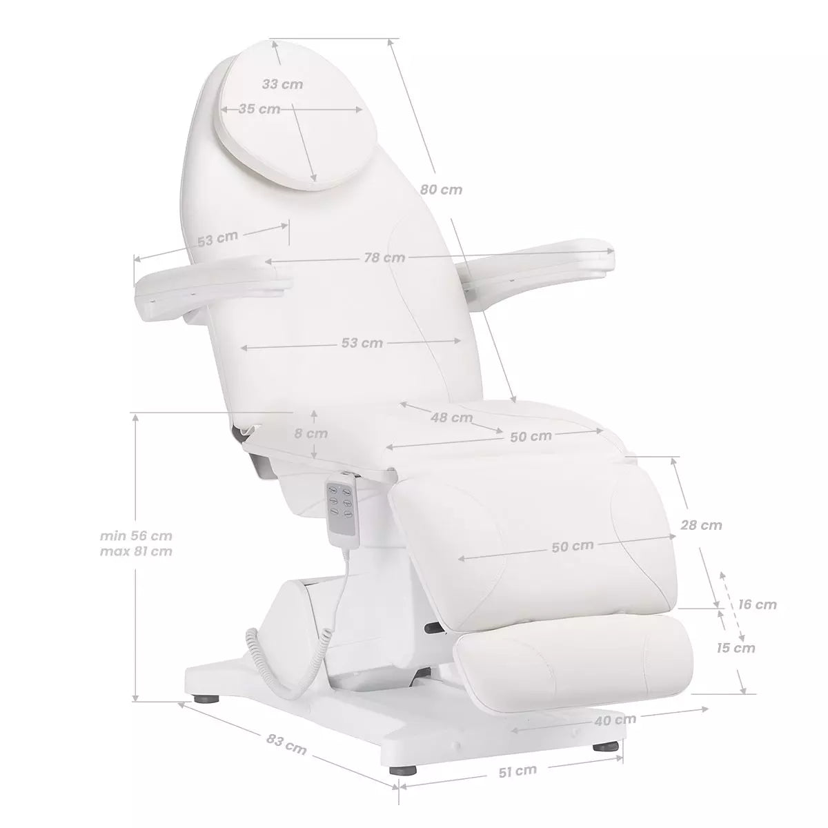 Sillón eléctrico de 3 motores blanco