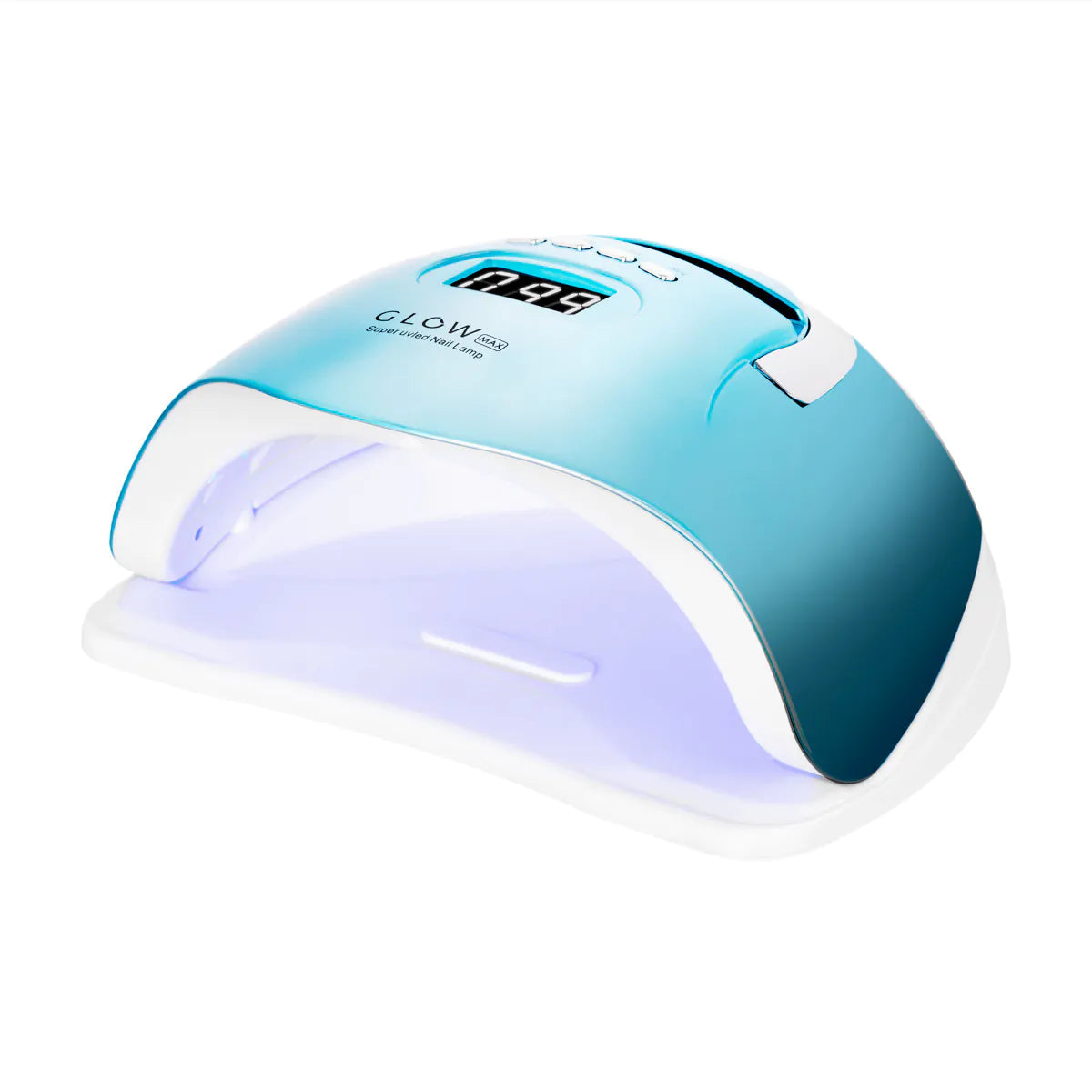 Lámpara Profesional Dual LED GLOW F2 220W | Curado Sombraless, Acabado Turquesa Espejado y Modo "Low Heat"