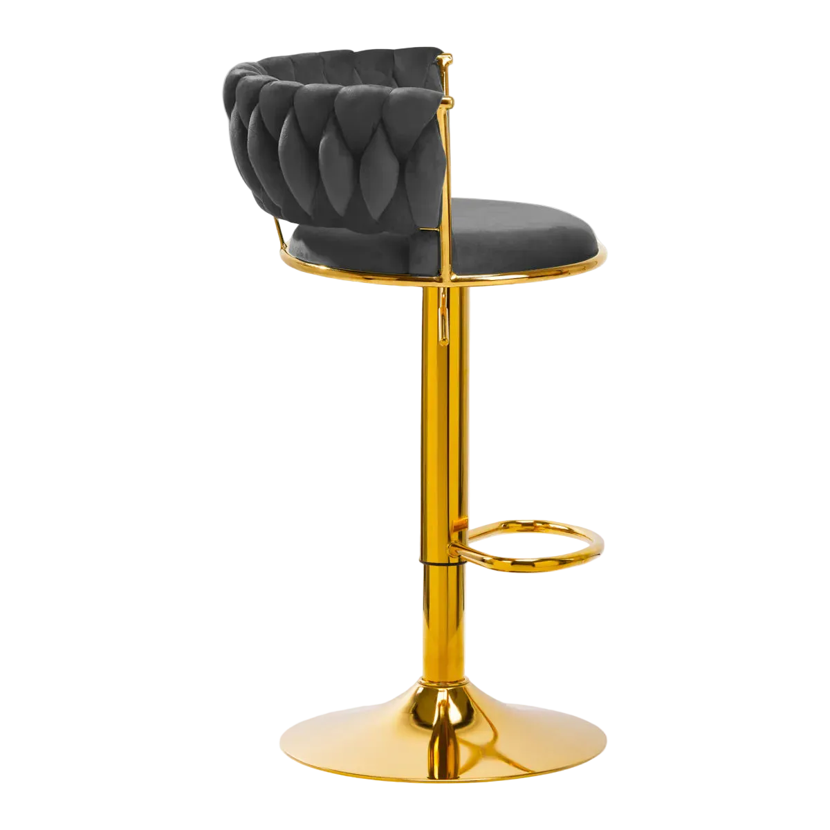Tabouret haut en velours avec base dorée