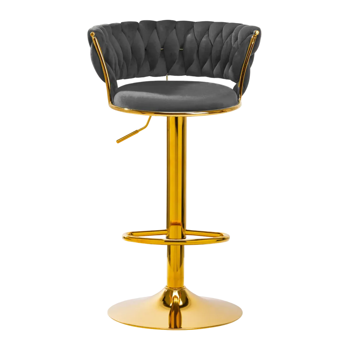 Tabouret haut en velours avec base dorée