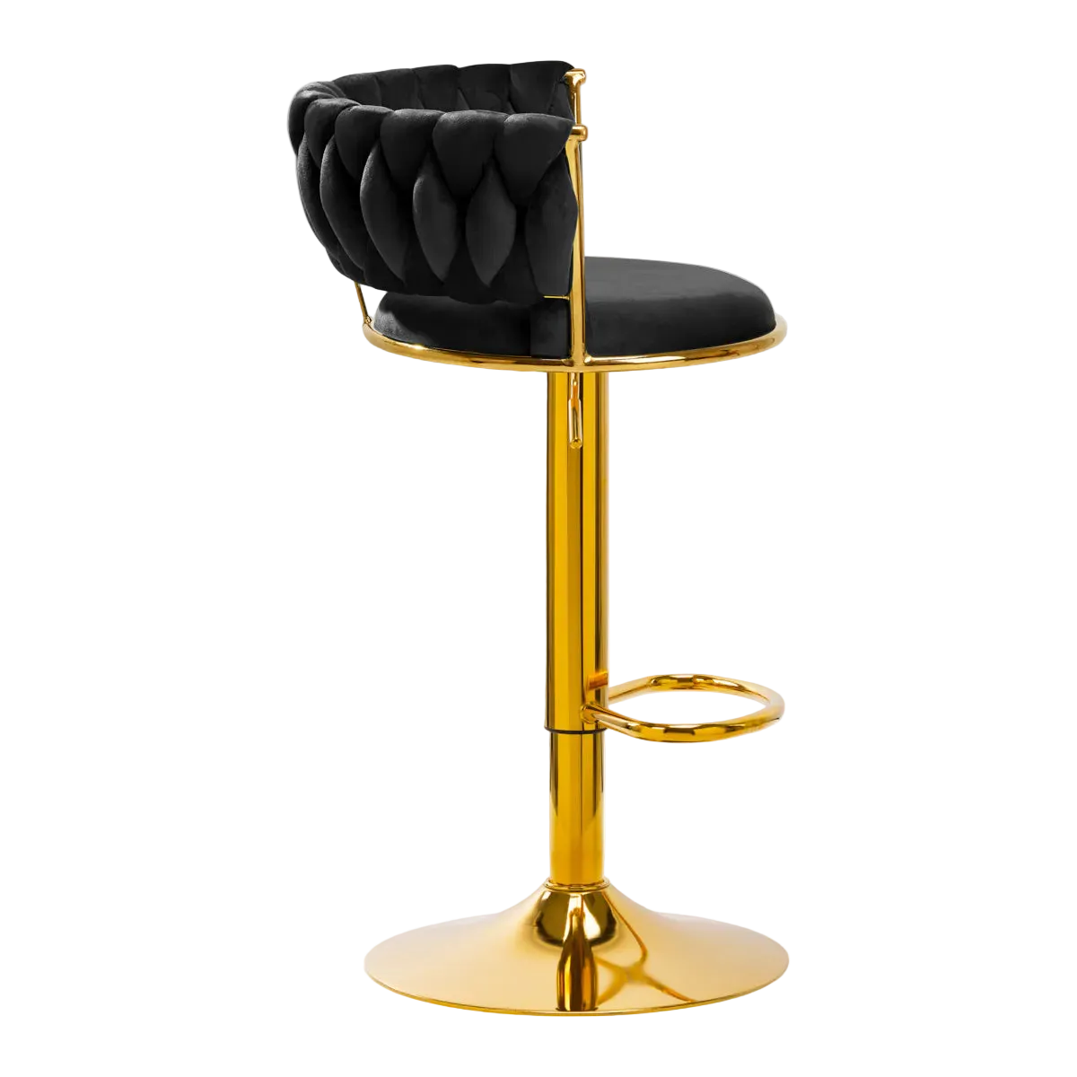 Tabouret haut en velours avec base dorée